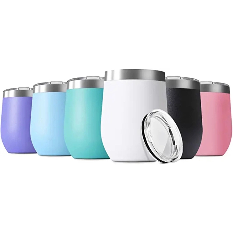 12 Oz Stainless Steel Wine Tumbler With Lids 5