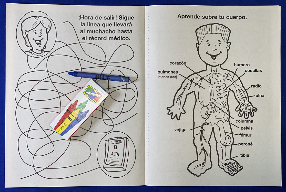 COLORING SET - Your Hospital Cares About You (Spanish) Coloring Book Fun Pack 5