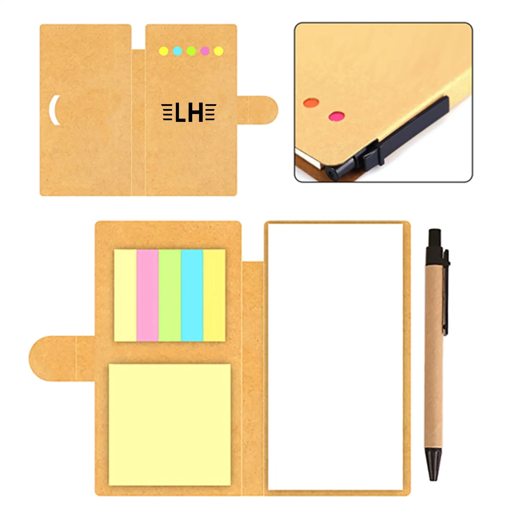 Kraft Paper Sticky Notebook With Pen 3