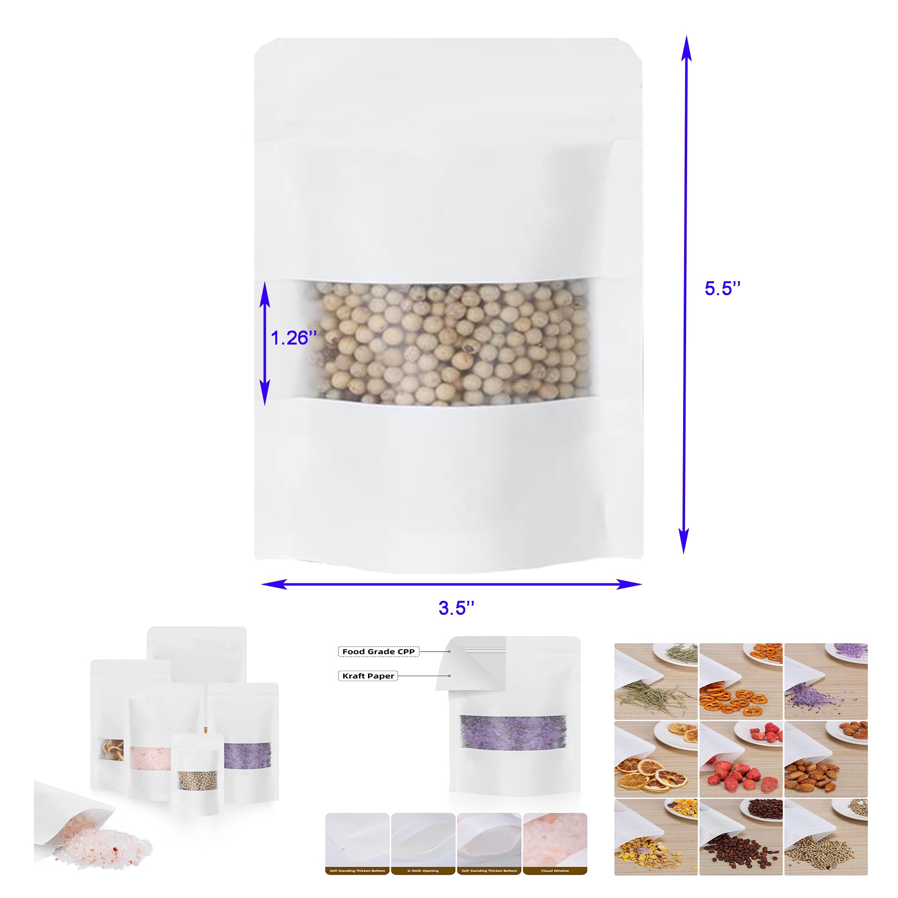 3.5x5.5 Inches Kraft Bags with Window 3