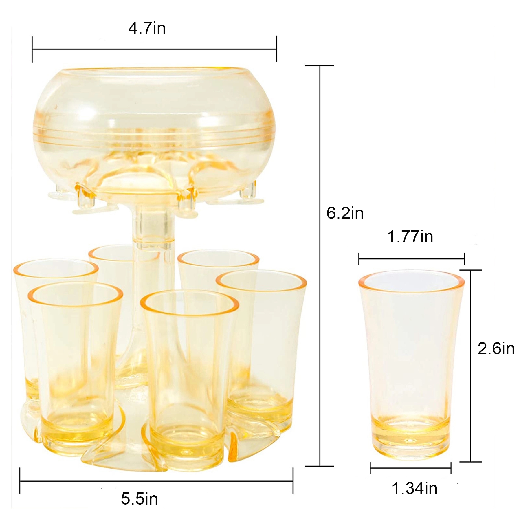 6 Shot Glass Dispenser and Holder Filling Liquids Beverage 8