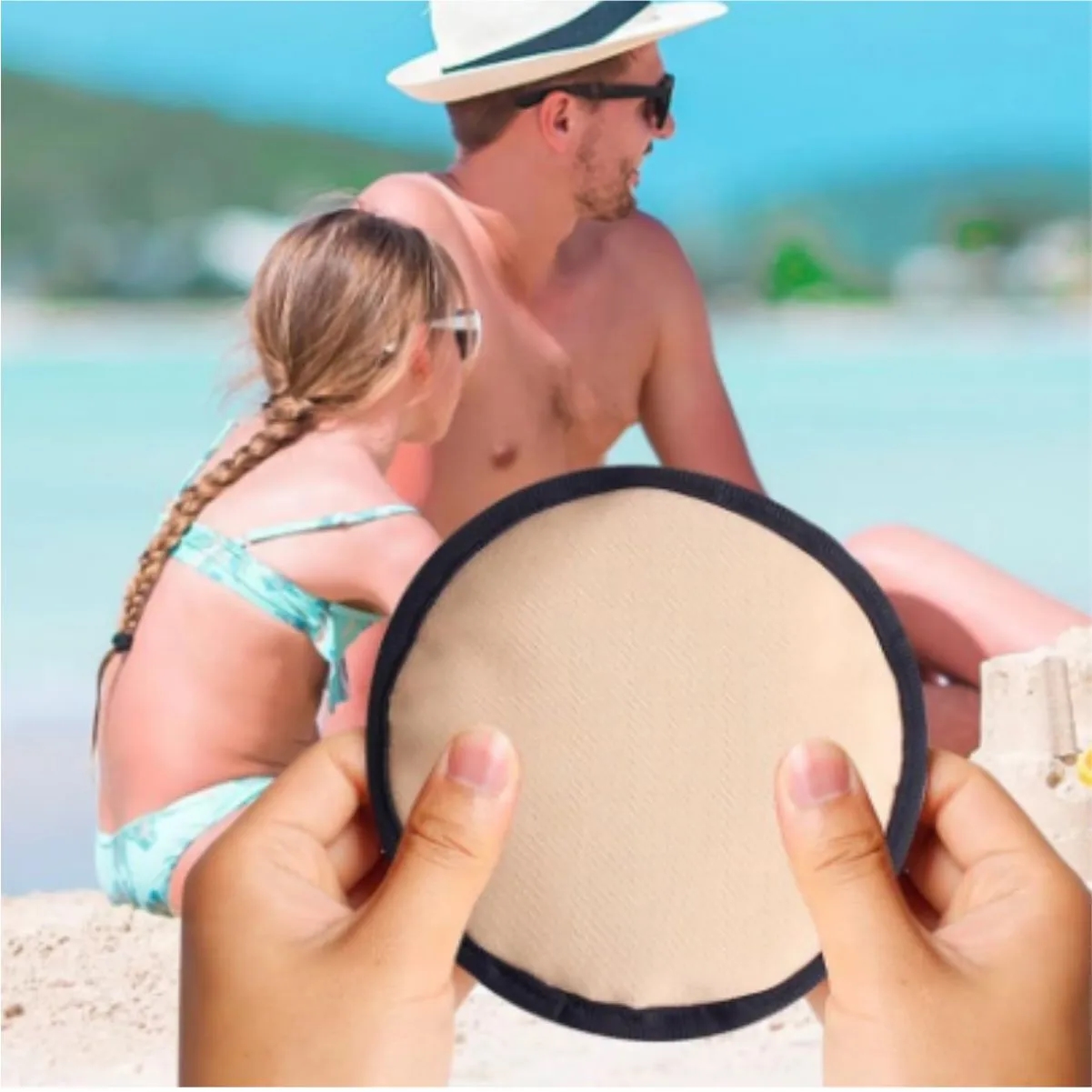 Sand Removing Beach Towel Pad With Carry Pouch 2