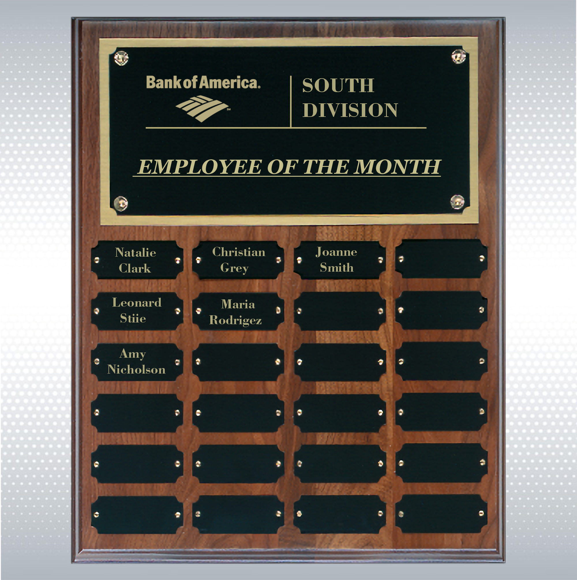 Step Edge Genuine Walnut 24 Plate Perpetual Plaque (12" X 15") 2