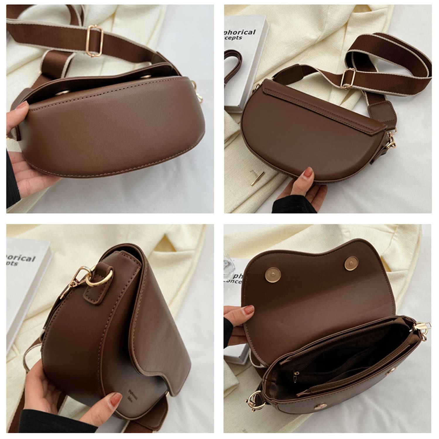 PU leather vintage Tote Bag, custom tote bag with logo imprint 5