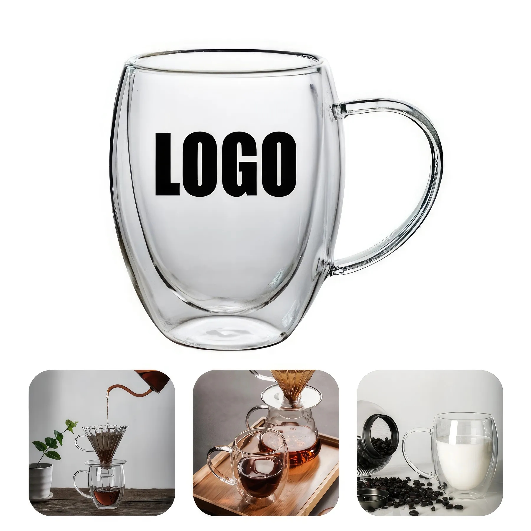 10 OZ Glass Tea Coffee Mug Office Drink Cup 3