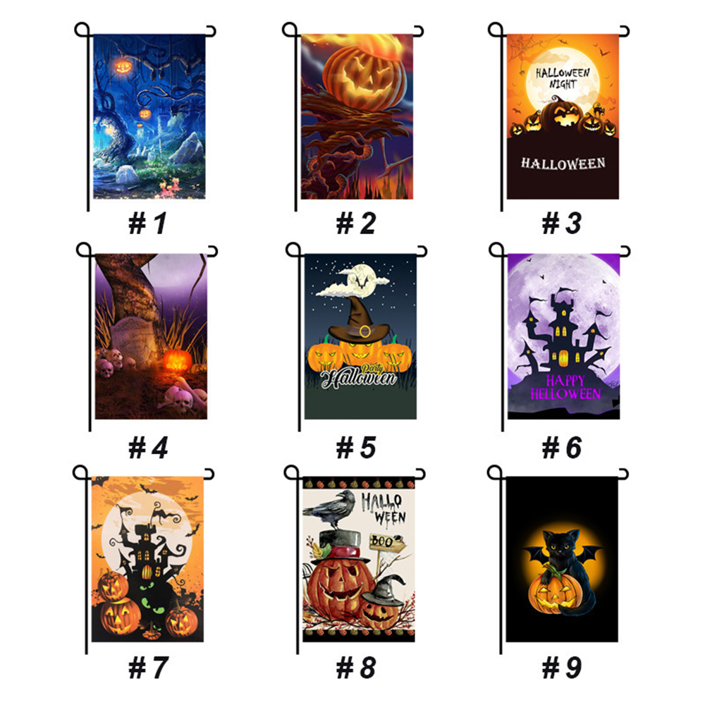 Double linen Halloween garden flag 2
