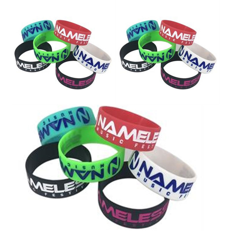 3/4 Inch Debossed Silicone Wristband w/ Color Filled