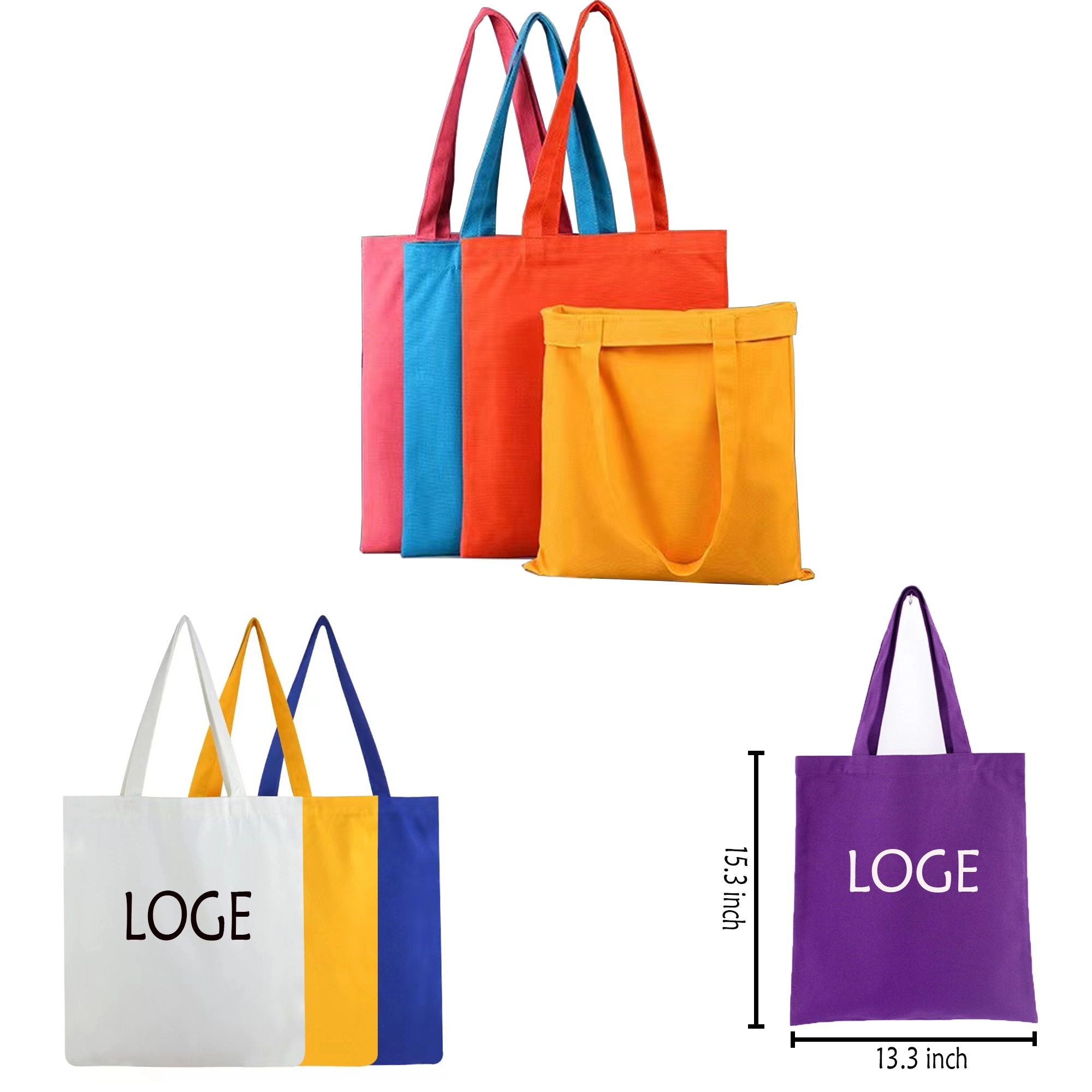 Cotton Canvas Tote Bags  MOQ 100PCS, custom tote bag with logo imprint 2