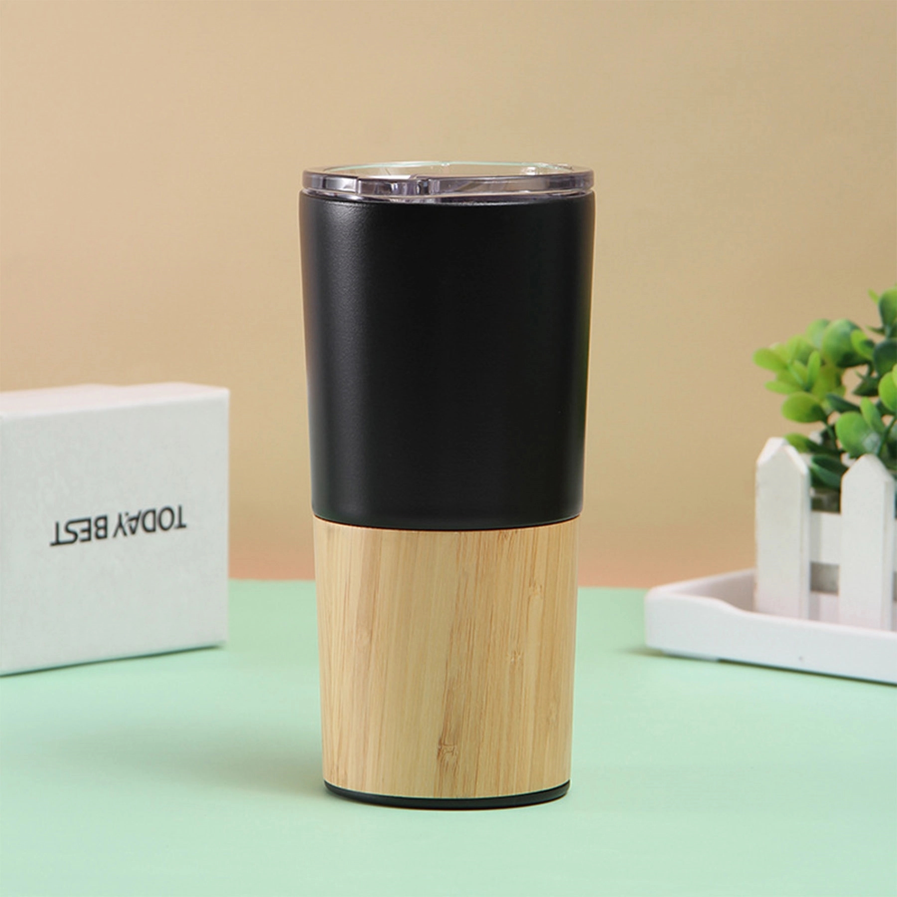 Stianless Steel Natural Bamboo Coffee Tumbler 4