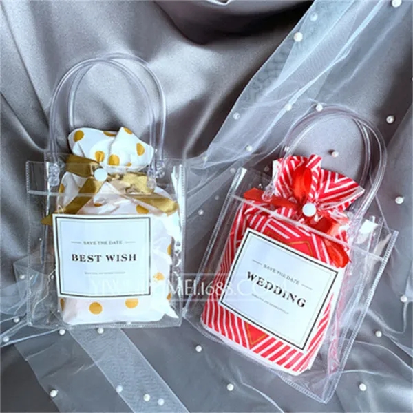 Transparent PVC Gift Wrap with Handles Clear Tote Bags 2