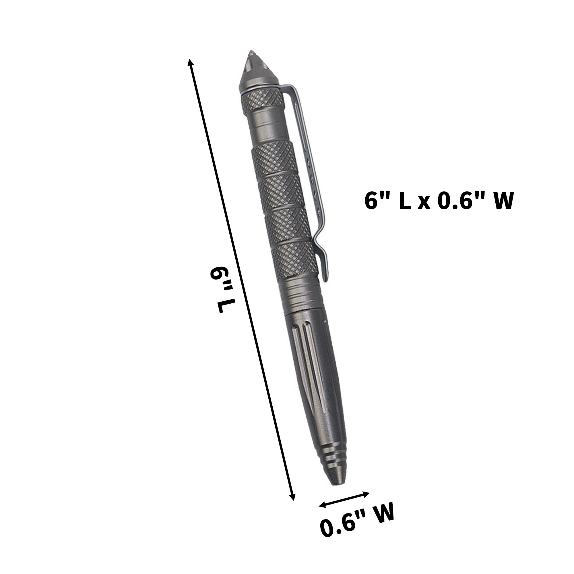 Aluminum Tactical Writing Pen With Tungsten Glass Breaker 6" Length x 0.6" Width 1