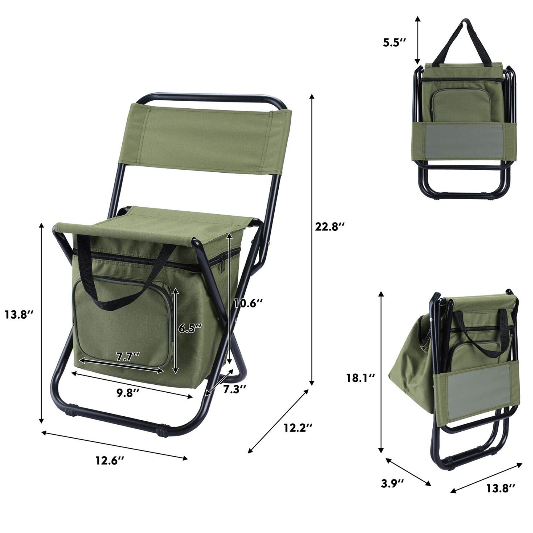 Foldable Compact Fishing Chair With Cooler Bag 2