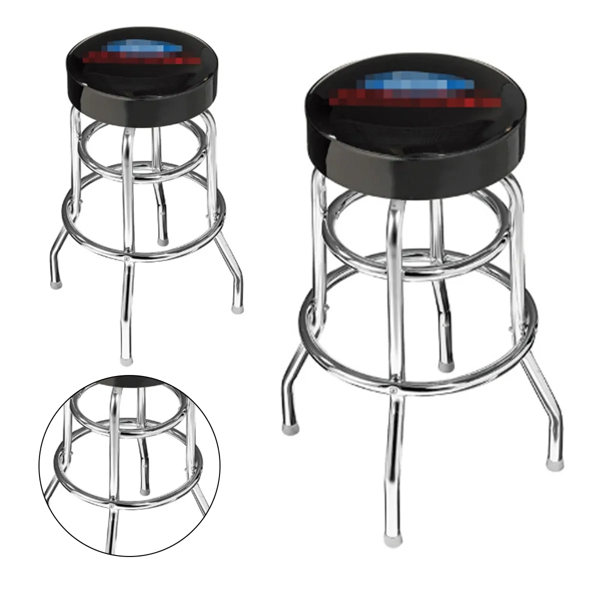 Double Ring Padded Swivel Bar Stool With Chrome Base 3
