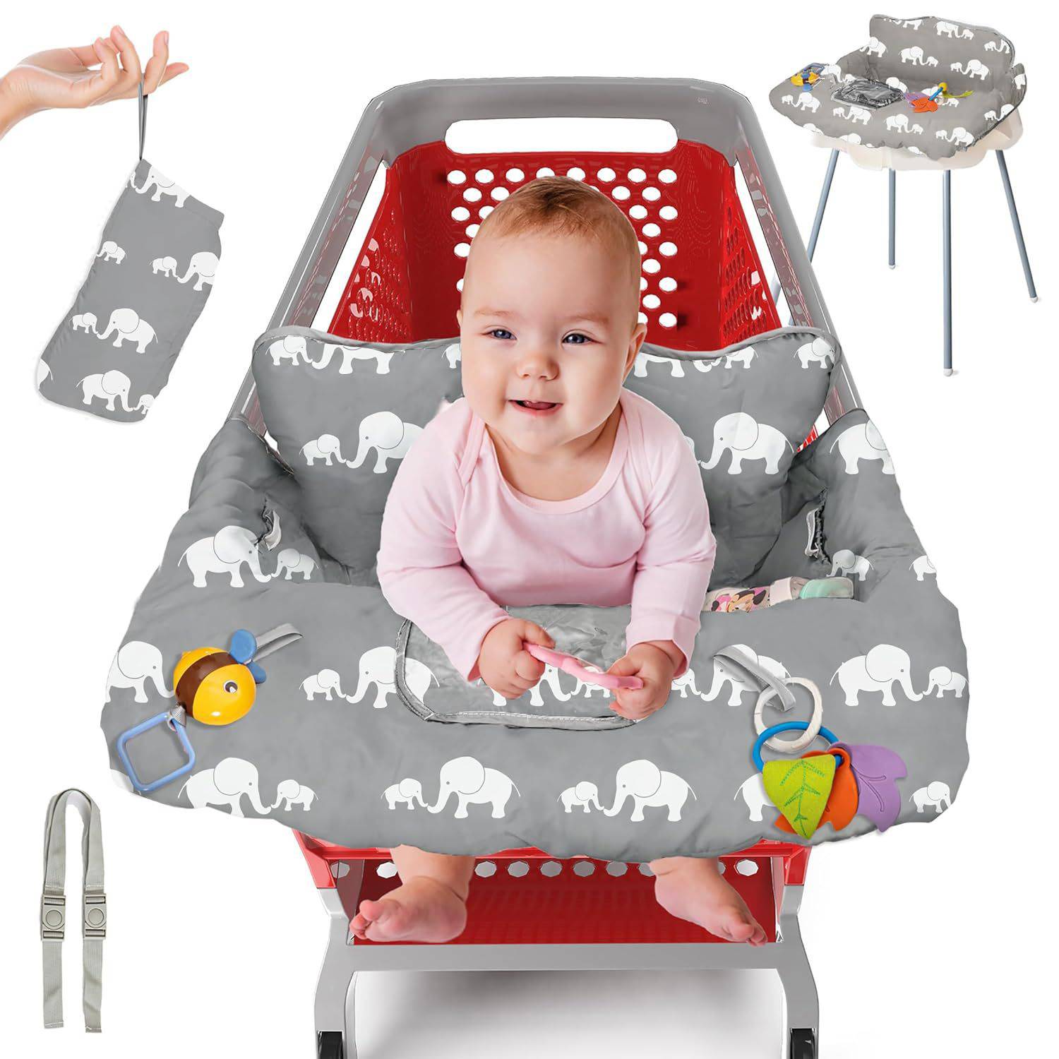 Soft Baby Shopping Cart Highchair Cover w/ Storage Pouch 4