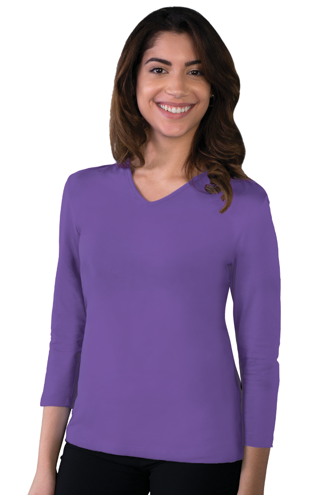 Ladies' 3/4 Sleeve V-Neck Tee 20