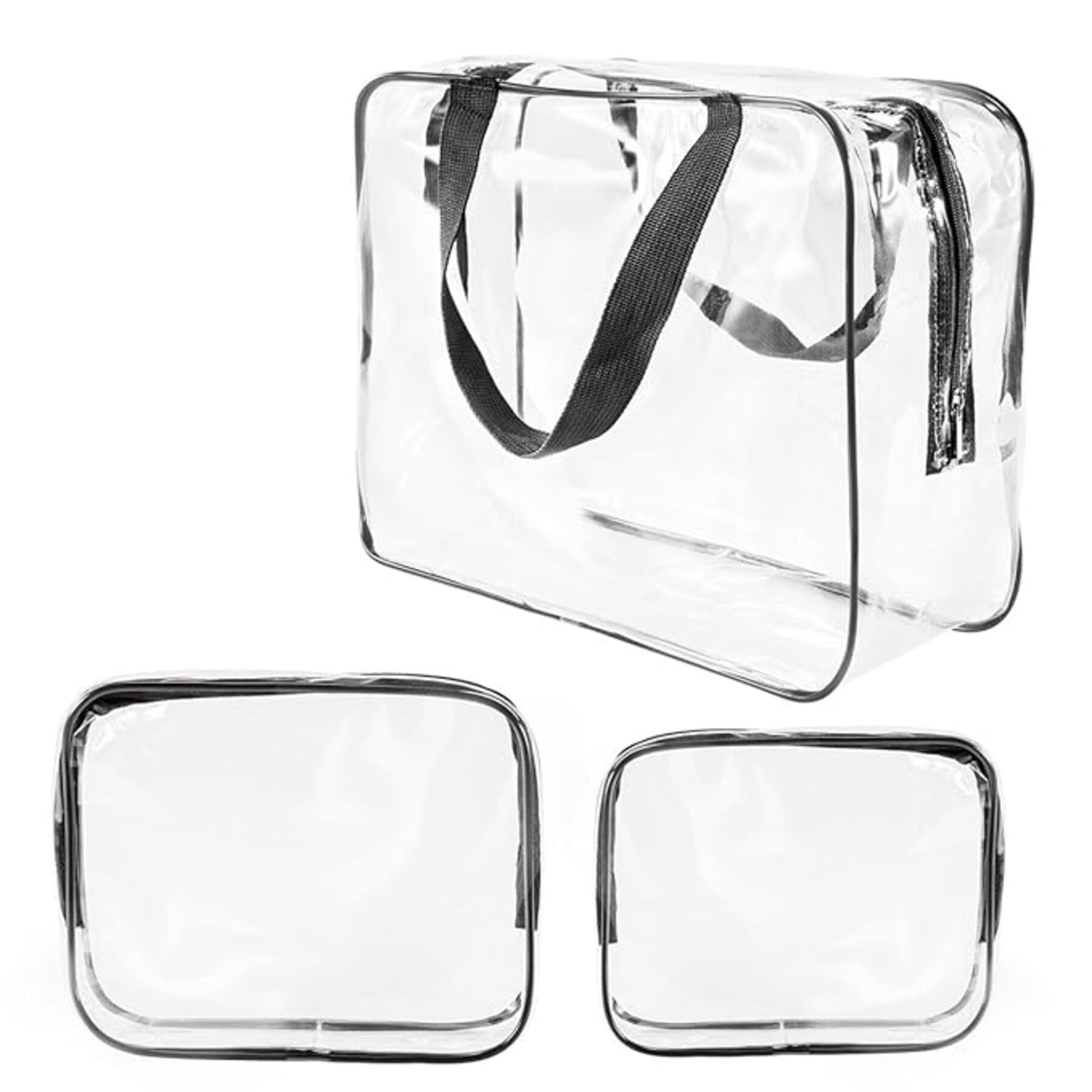 3Pcs Crystal Clear PVC Toiletry Bag Kit 4