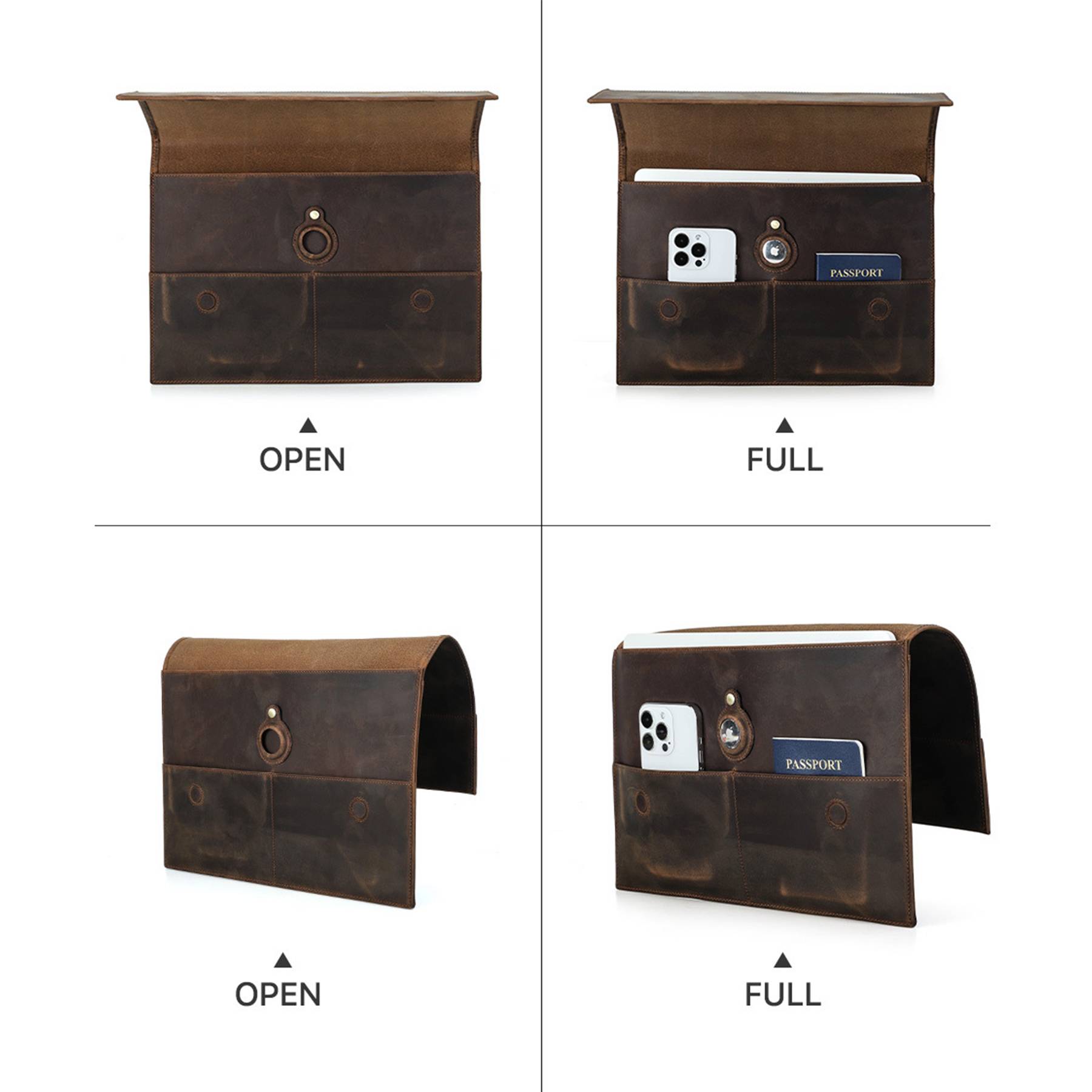 Genuine Leather 13inch Compact Bifold Pocket Messenger bag 6