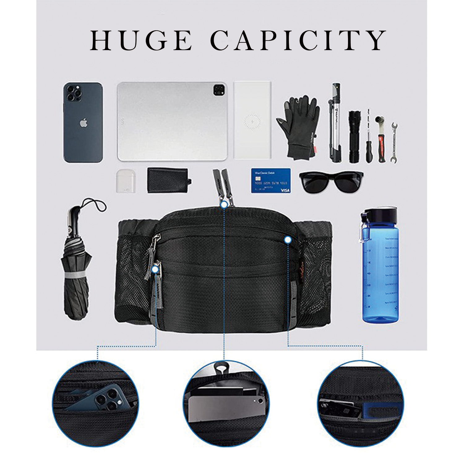 Large Hiking Pack with Two Water Bottle Holders 7