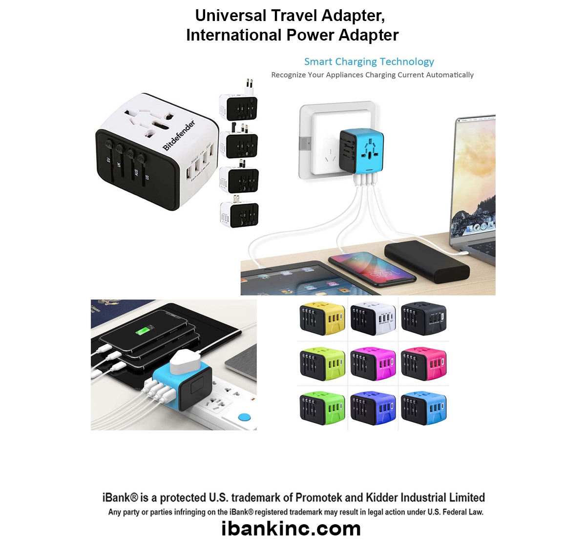 iBank ® Universal Travel Adapter, International Power Adapter 1
