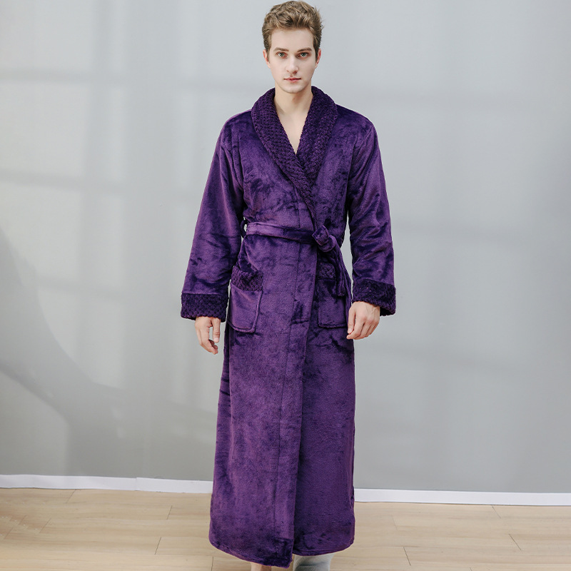 High Quality Women Men Fannel Warm Plush Robes 4
