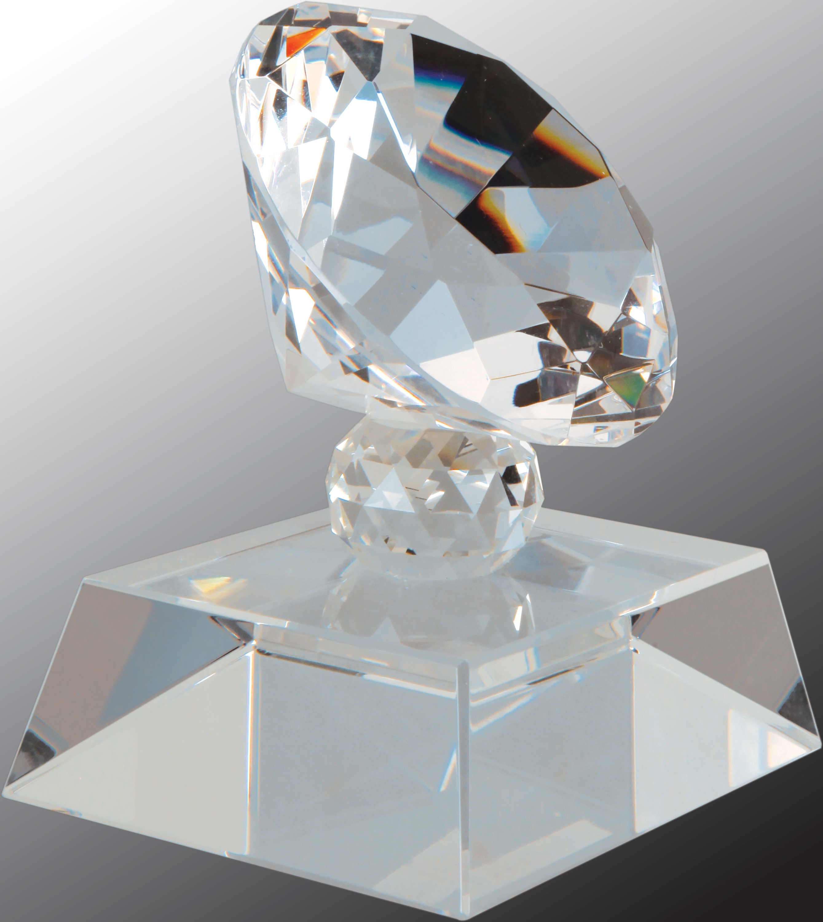 3 1/2" Crystal Diamond Award on Clear Pedestal Base 2