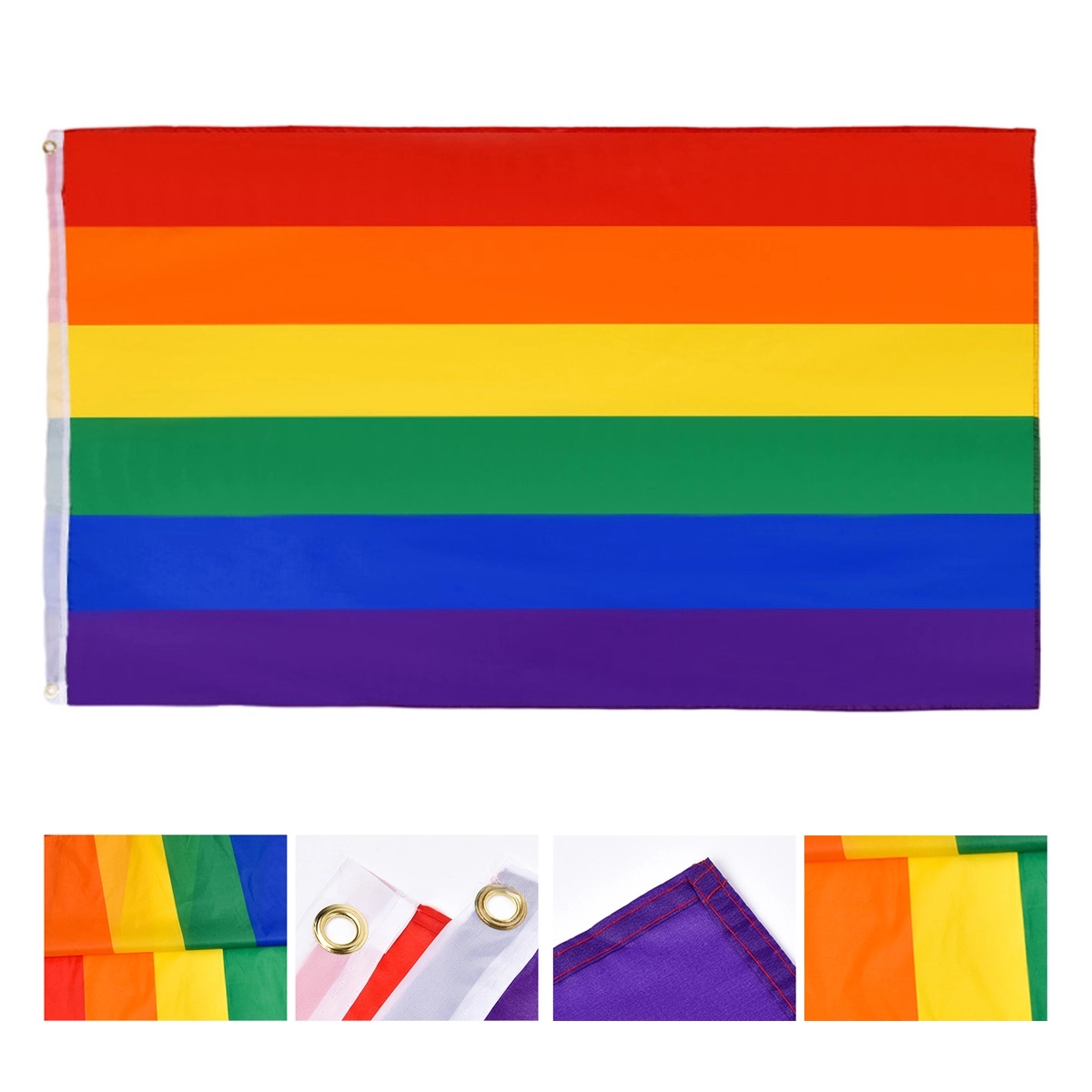 3X5 Foot Rainbow Flag 6 Stripes 2