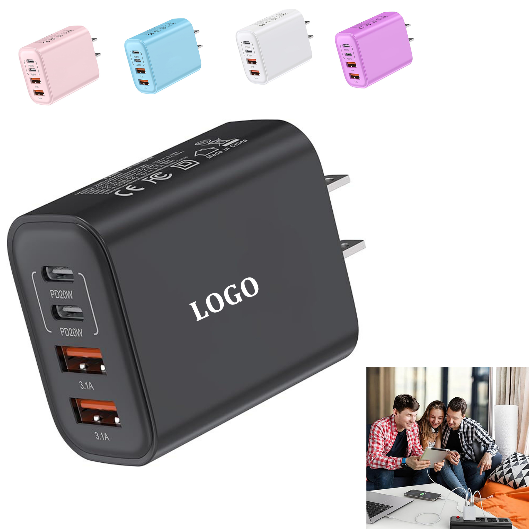 40W 4 Ports Fast Charging Block 7