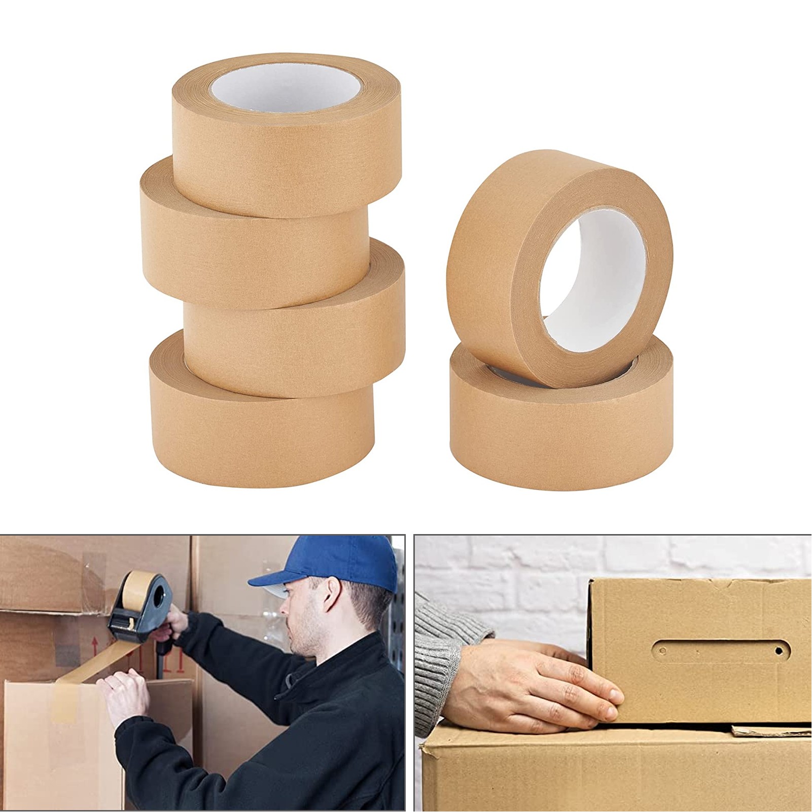 2 Inch x 55 Yards Brown Paper Packing Tape 3