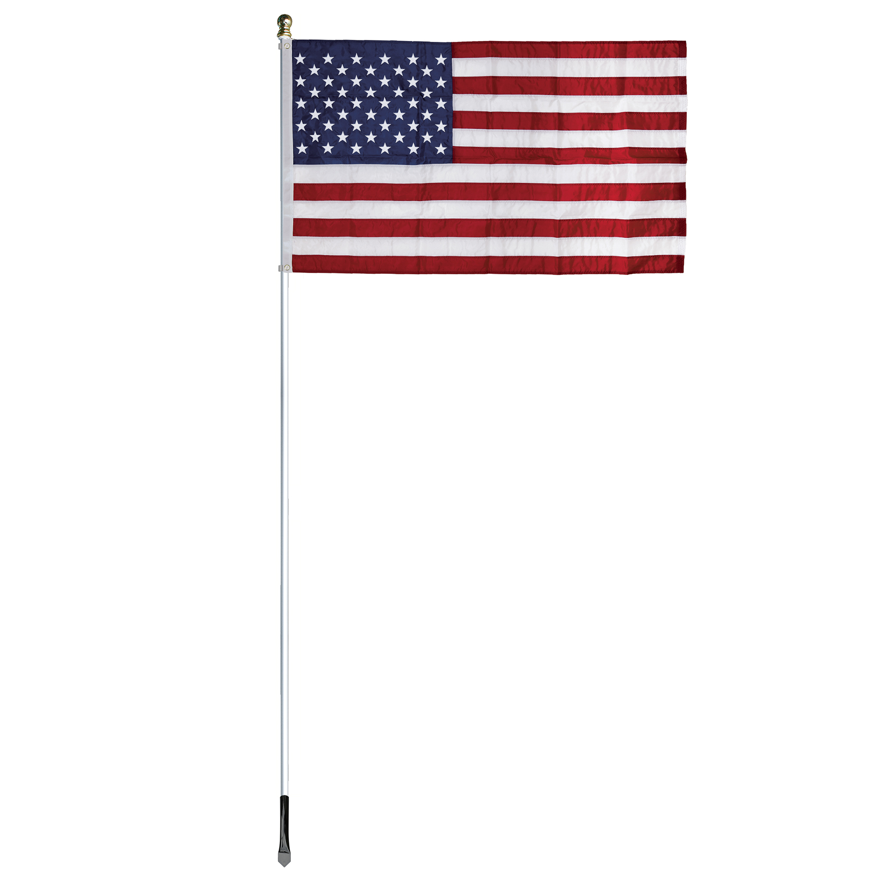 10' Silver Inground Economy Aluminum Display Pole w/ 3' x 5' Embroidered US Flag 3