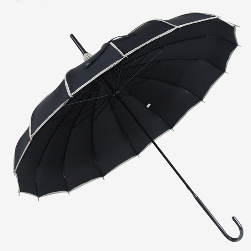 Straight Pole Curved Handle Pagoda Umbrella 1