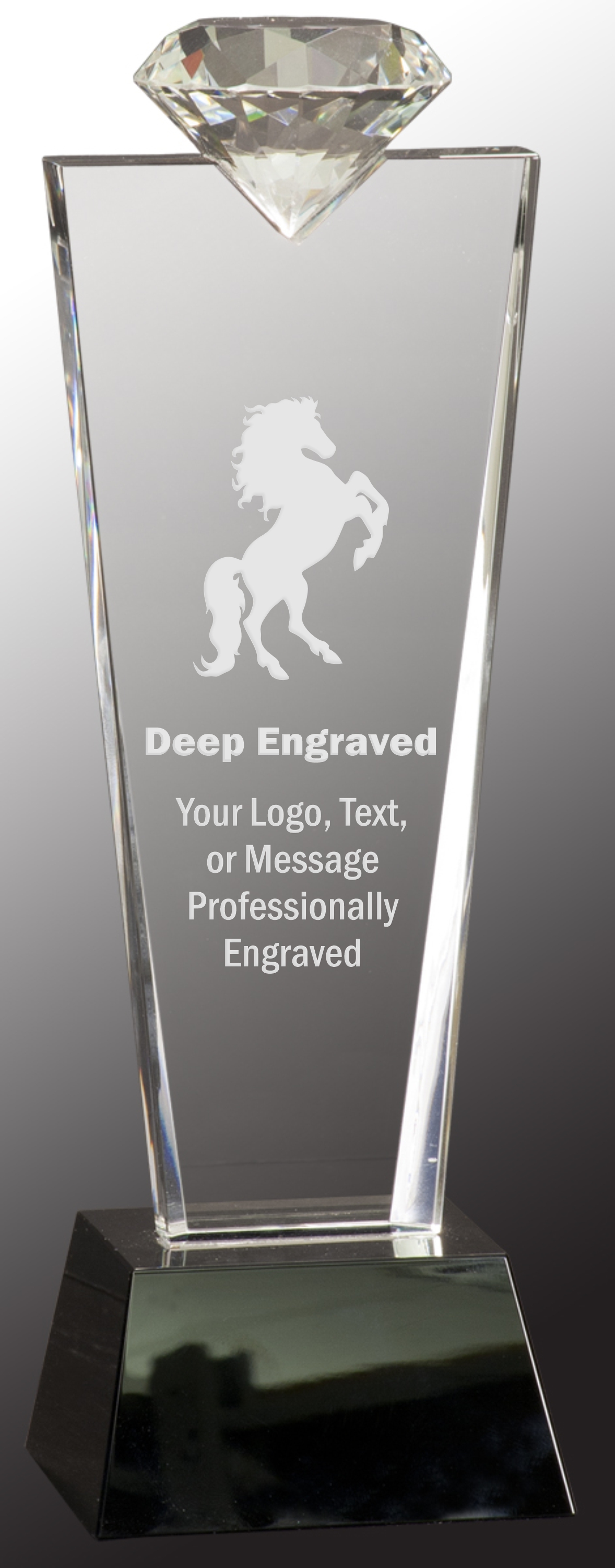 11" Crystal Diamond Top Award on Black Pedestal Base