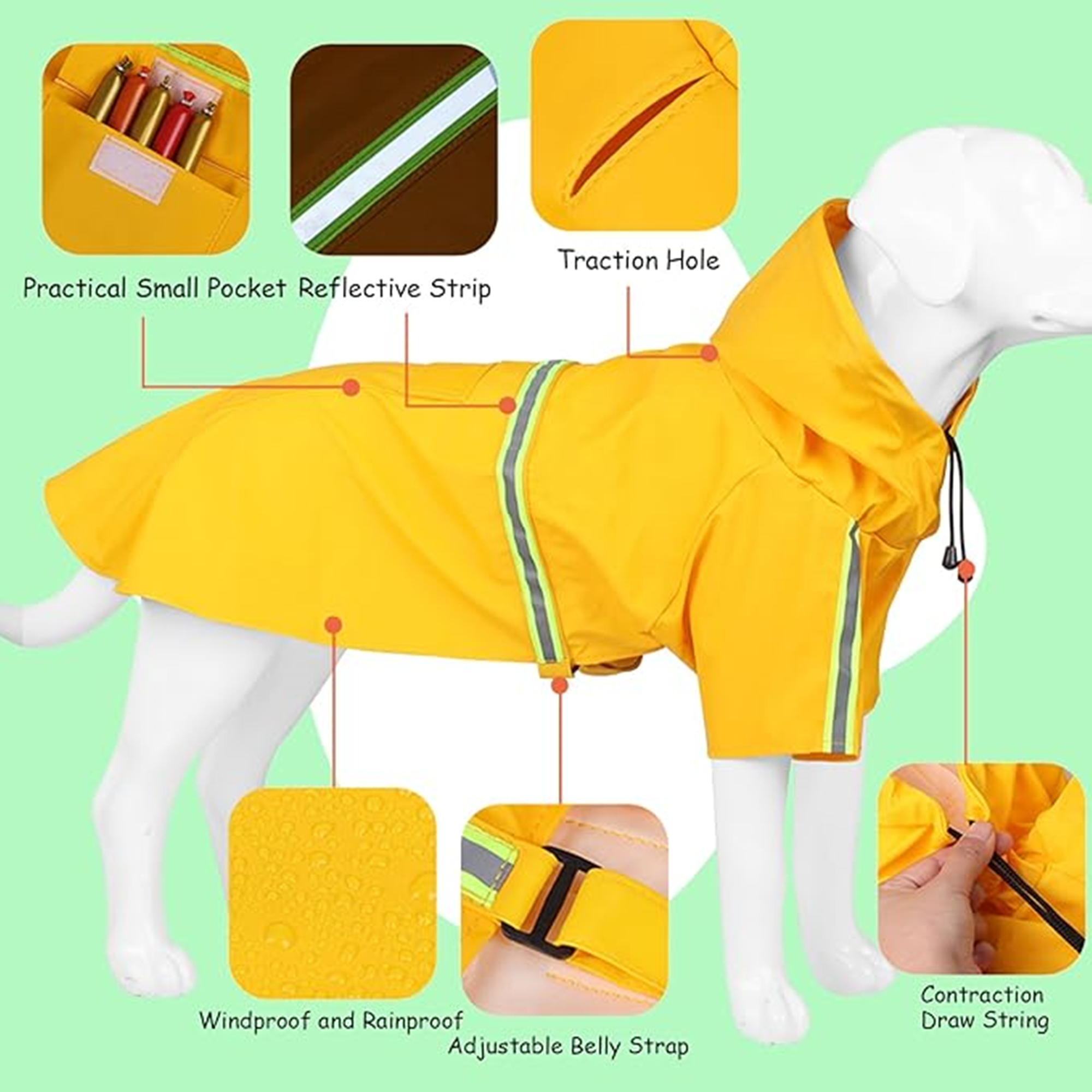 Adjustable Large Dog Raincoat 3