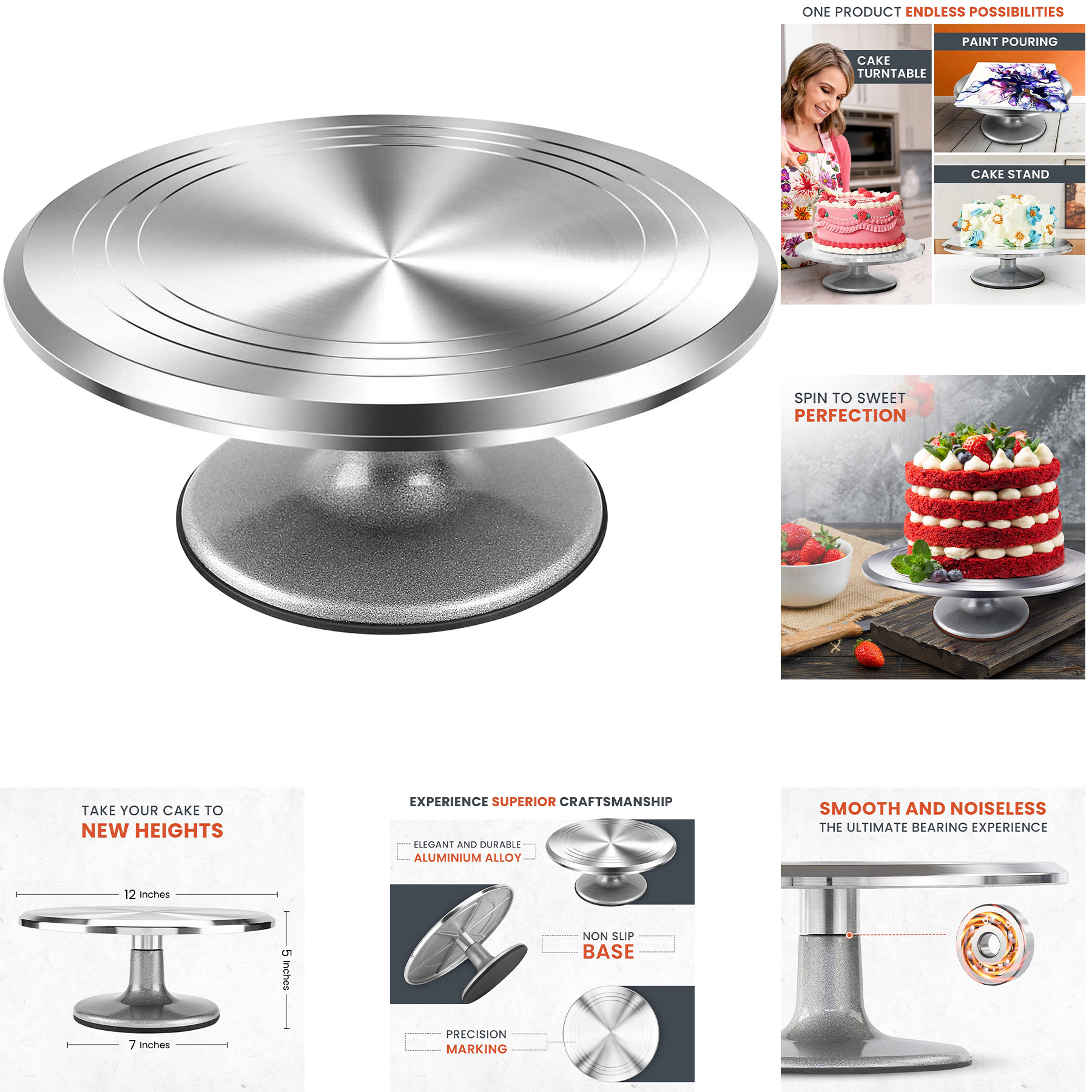 Aluminum Alloy Revolving Cake Stand 2