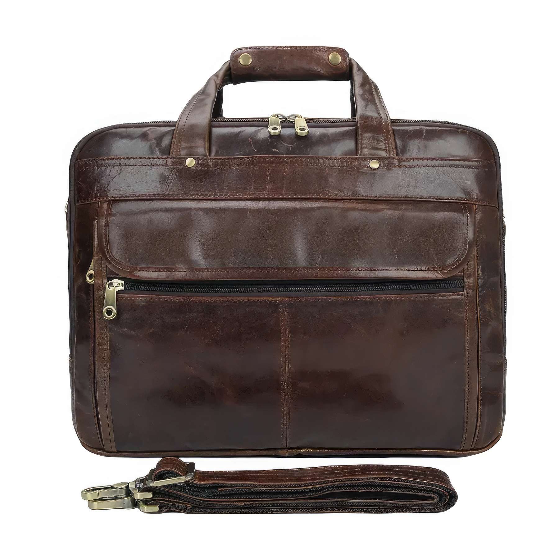 Custom Genuine Cowhide Briefcase Messenger Bag 3