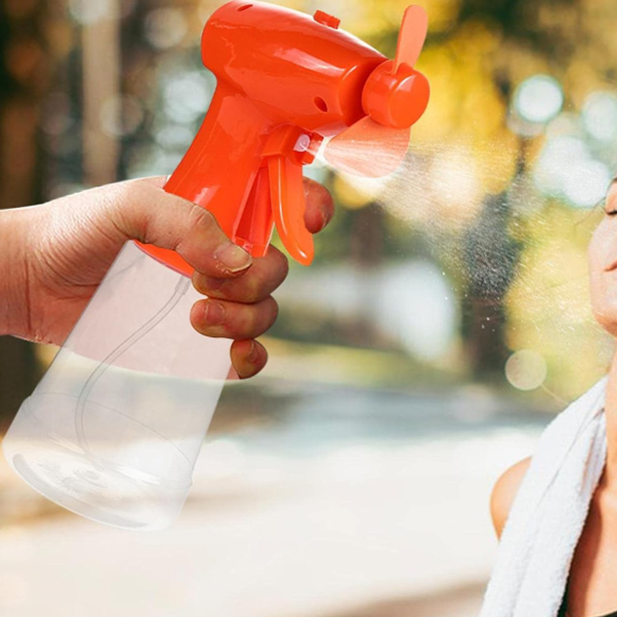 Handheld Misting Spray Fan Bottle with Manual Trigger 2