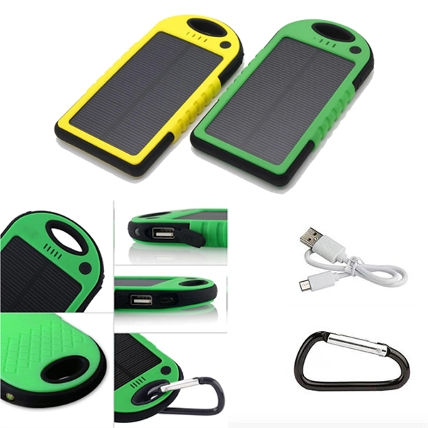 4000mAh Dual-USB Water Resistant Solar Power Bank Battery 4