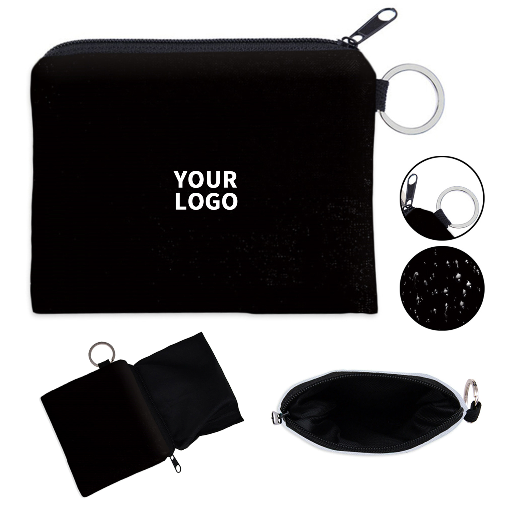 Full Color Zipper Coin Wallet With Key Ring 4.7" 1