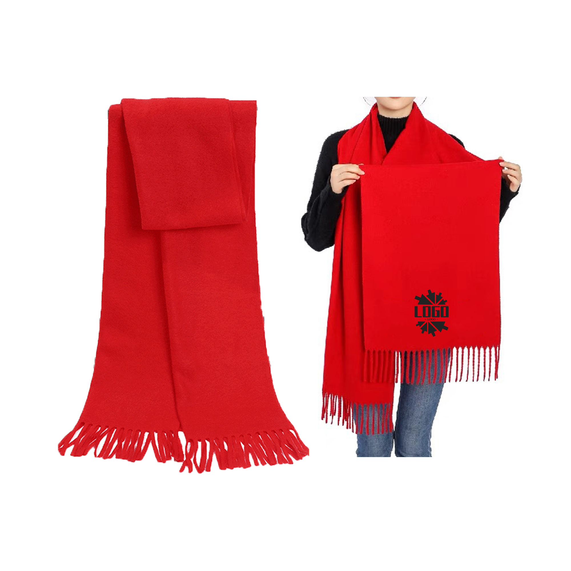 Acrylic Knitted Woven Scarf With Tassel 2
