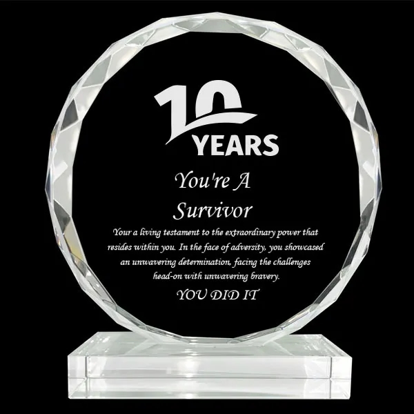 Engraved Crystal Faceted Circle Award 3