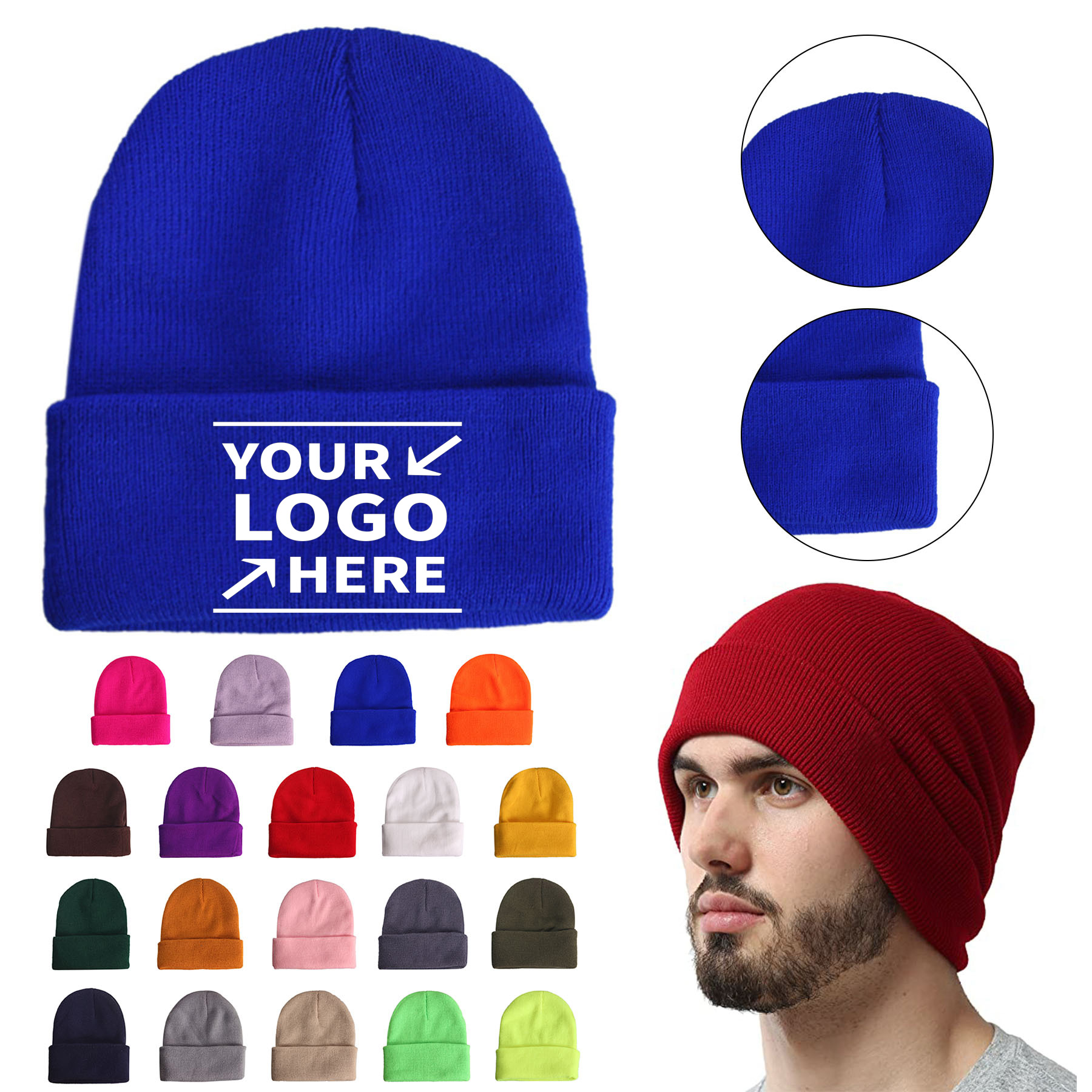 Knit Beanie Hat With Cuff 2