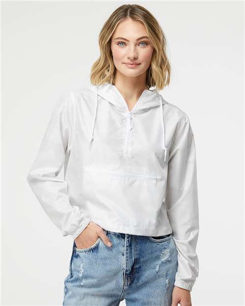 Women's Lightweight Quarter-Zip Pullover Crop Windbreaker - EXP64CRP 22