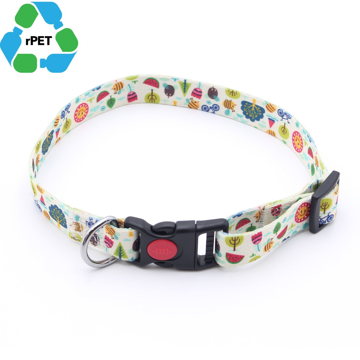 1"W x 26"L rPET Eco-friendly Sublimation Pet Collar w/ Buckle Release