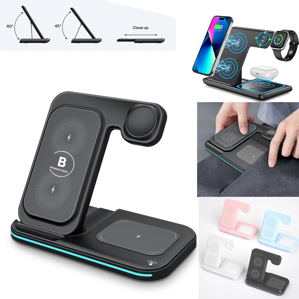 Foldable 3 in 1 Fast Wireless Charging Station 1