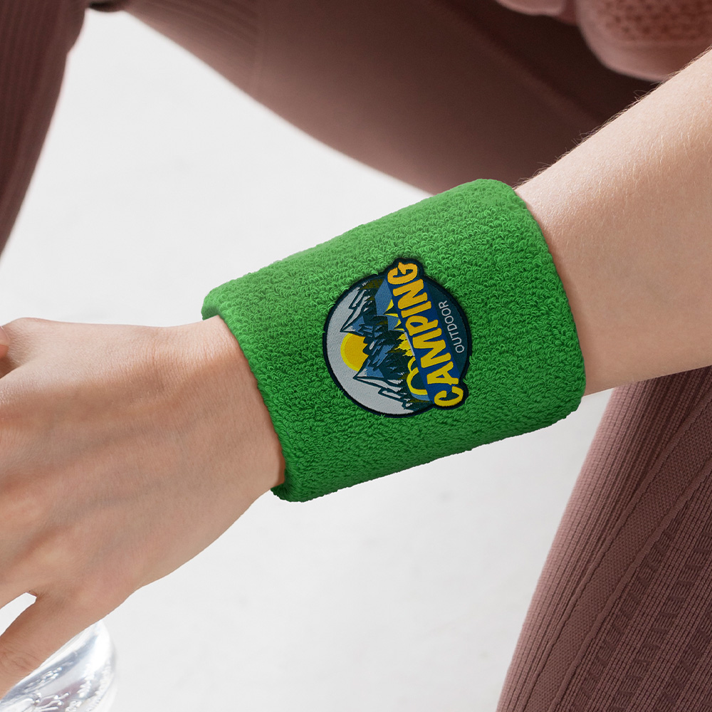 Terry Sweatband Wristbands With Woven Logo 6