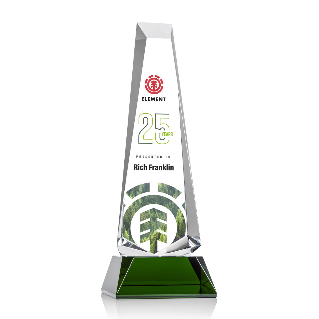 Rustern Obelisk VividPrint™ Award on Base - Green 11