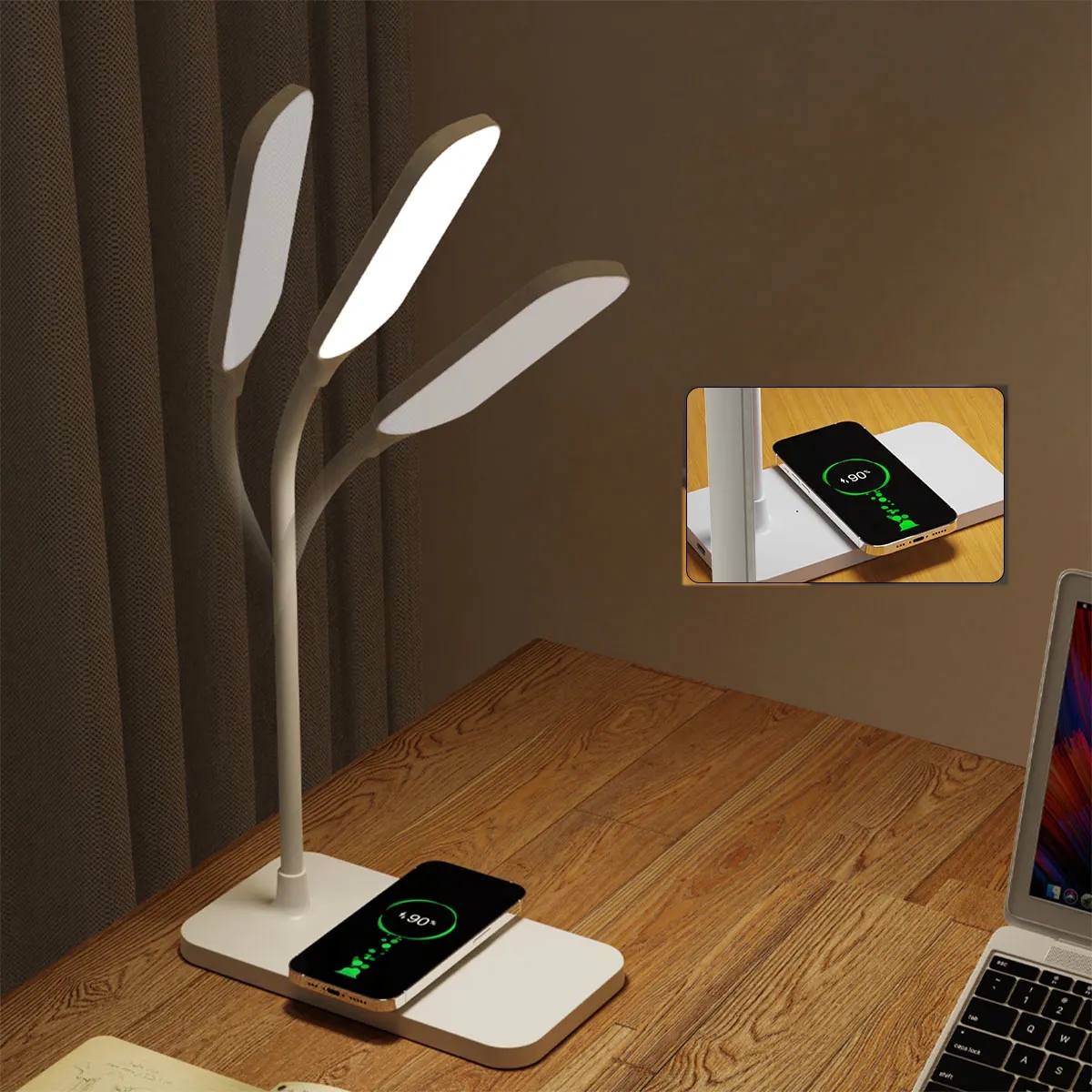 LED Eye-caring Table Lamp with Built-in Wireless Charger 2
