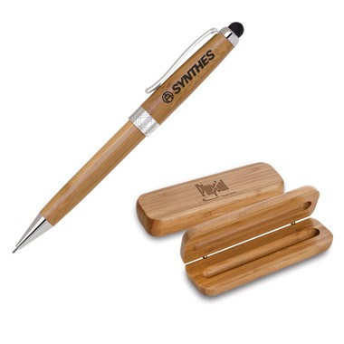 Eco-Friendly Bamboo Stylus Pencil Set (Silver Trim Pencil) 1