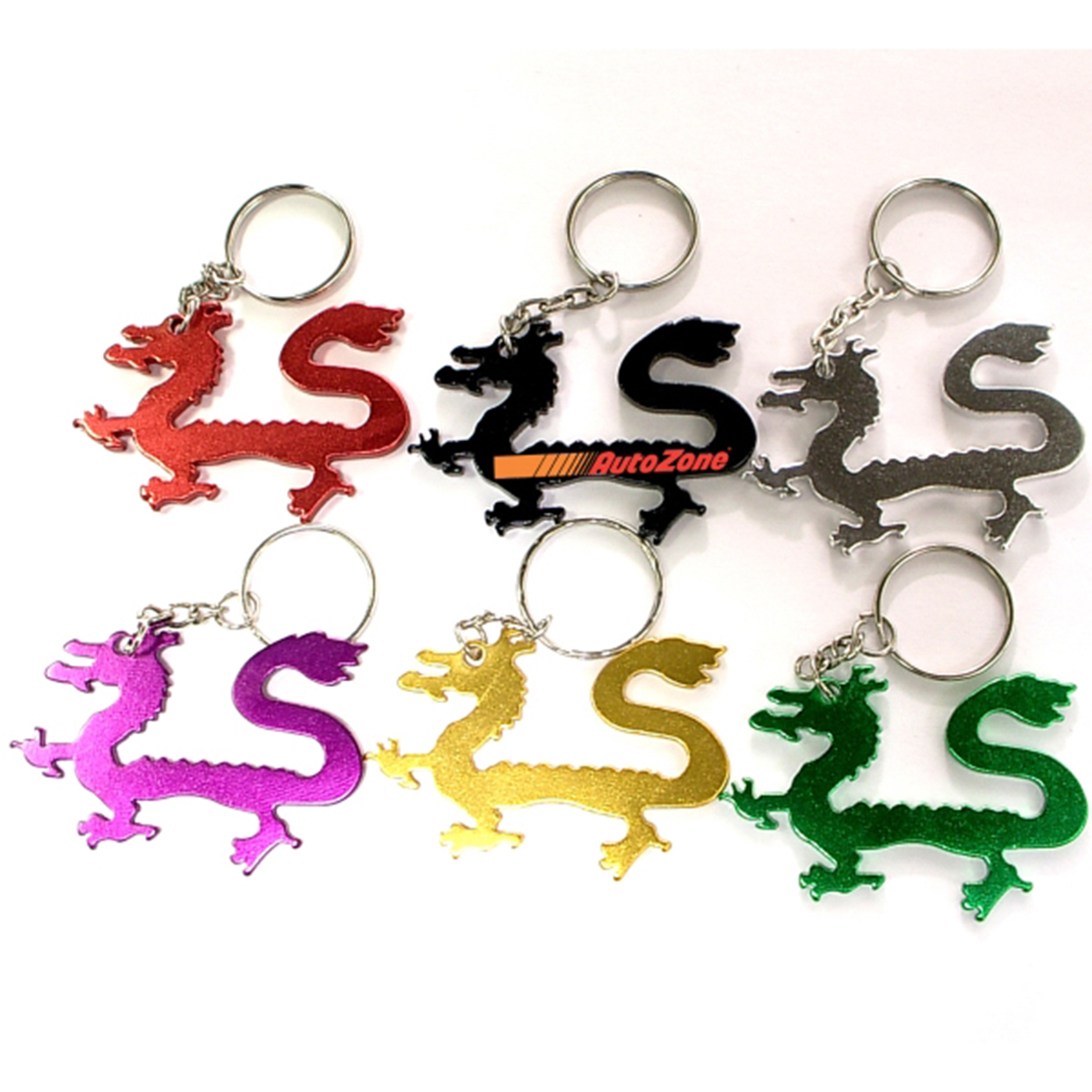 Dragon shape bottle opener with key chain. 1
