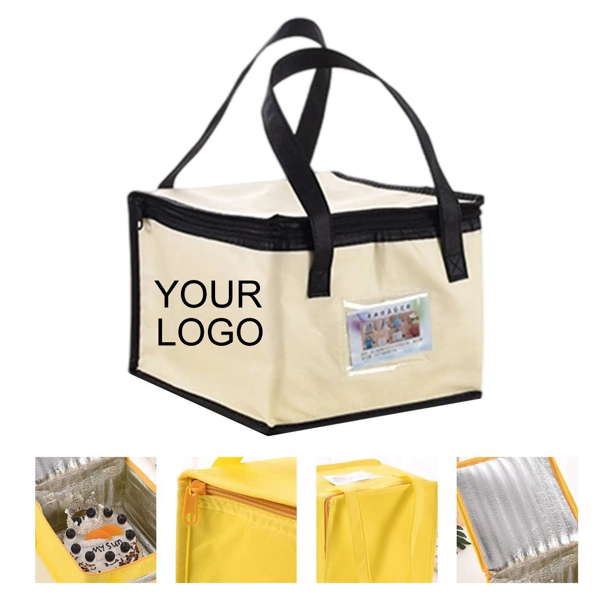 Insulated Lunch Bag 11" x 11" x 7.1" with Zip Closure and Custom Logo 10