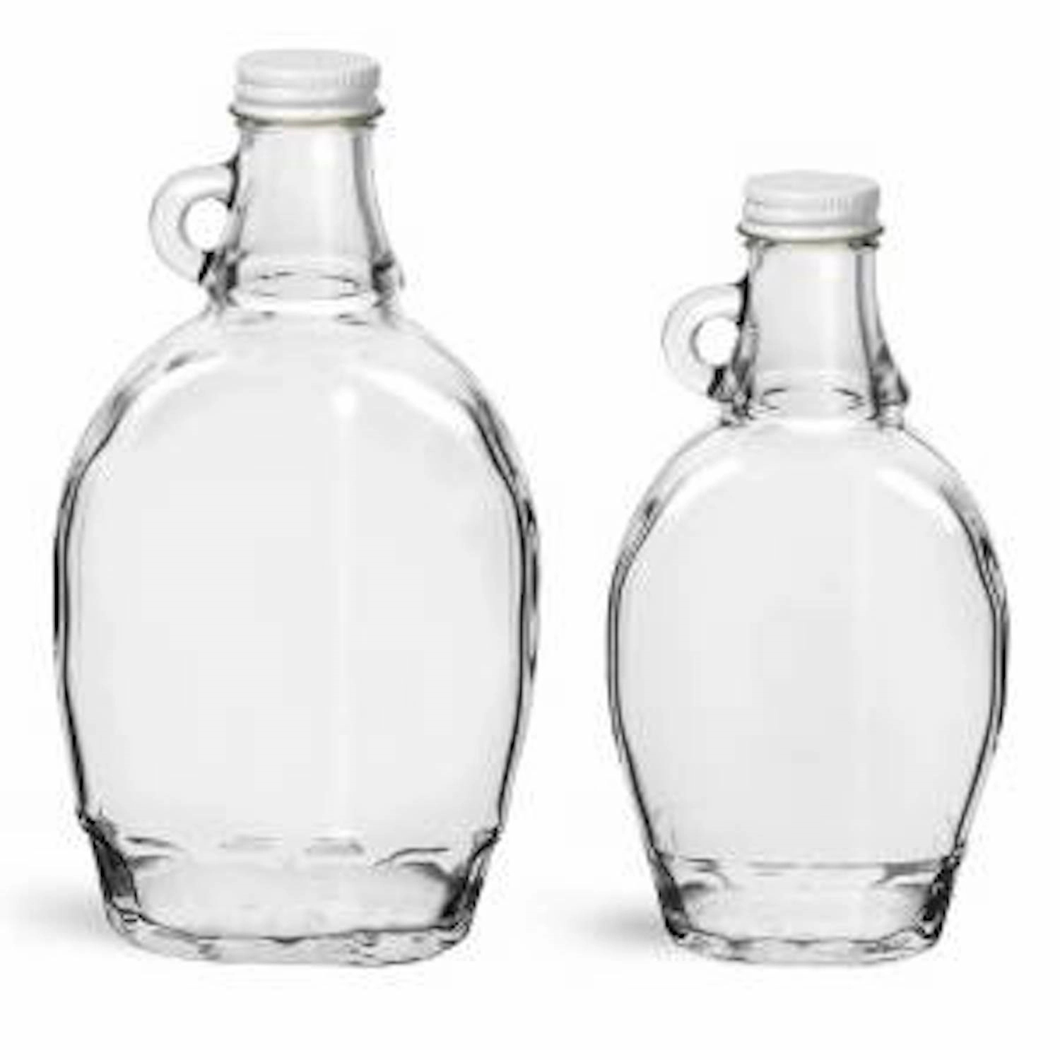 Clear Glass Syrup Bottles W/B Ribbed Lined Cap 3